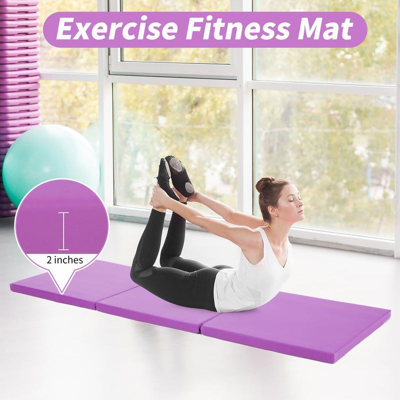 BLKMTY Gymnastics Mats - 2'x6' Folding Exercise & Yoga Mat with Carrying Handles for Kids' Tumbling & Home Gym - Image 3